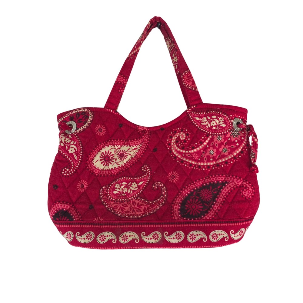 Vera Bradley Handbag Womens‎ Small Red Paisley Quilted Cotton Boho Bag